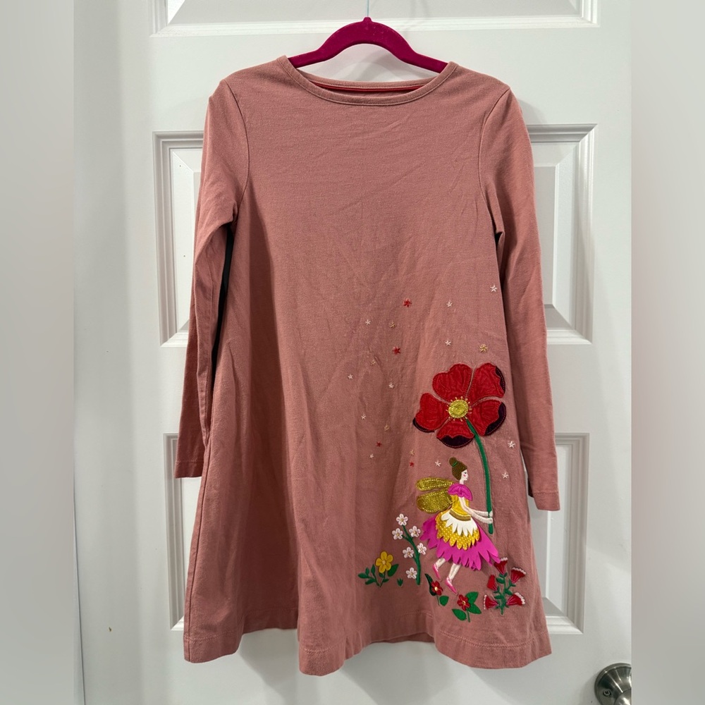 Mini Boden Pink Dress with Red Accents